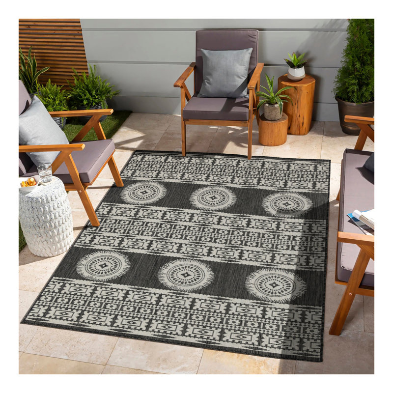 Tapis intérieur / extérieur anthracite Sunshine, Rectangle 7 pi 10 po x 10 pi 3 po