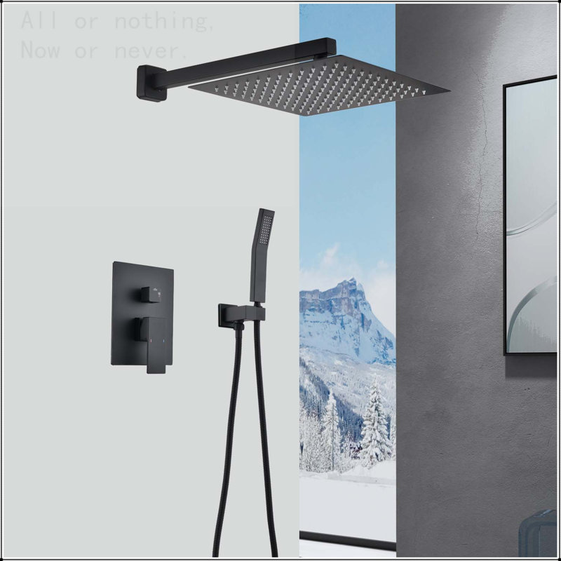12-Inch Wall Mounted Rain Shower System, Matte Black
