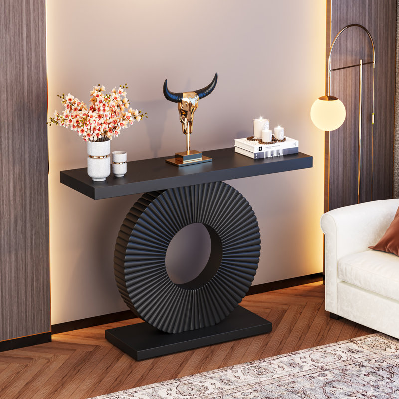 100Cm Console Table Slim Hallway Table, Black