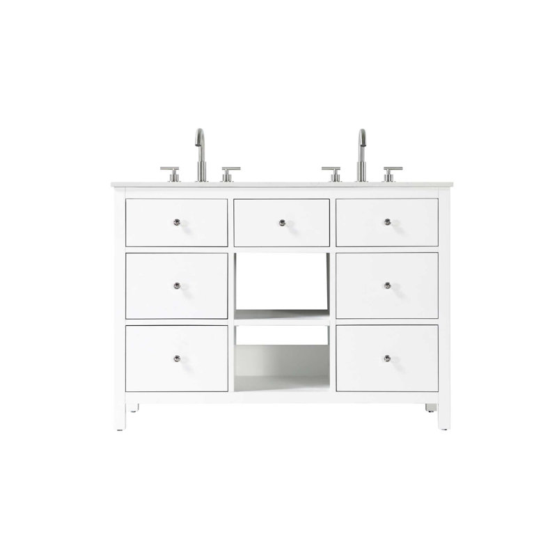 Meuble-lavabo double Delle, Blanc/chrome, 48"