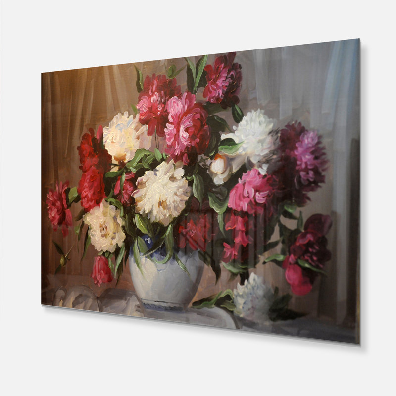 Large Floral Bouquet of Blooming Peonies Wrapped Canvas Art