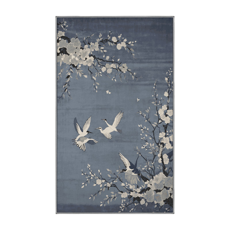 Tapis gris lavable à la machine, Rectangle 7 pi x 9 pi