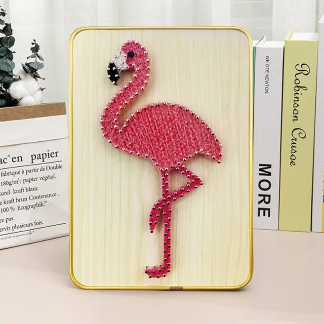Kit de bricolage à cordes - flamant rose. Trousse d'artisanat Wizardi F07-M12-5-DHACE28041