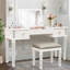 Bureau de coiffeuse en miroir avec tiroirs, ensemble de coiffeuse de chambre à coucher avec miroir et tabouret, coiffeuse rabattable pour chambre / salle de maquillage, bureau de travail pour femmes