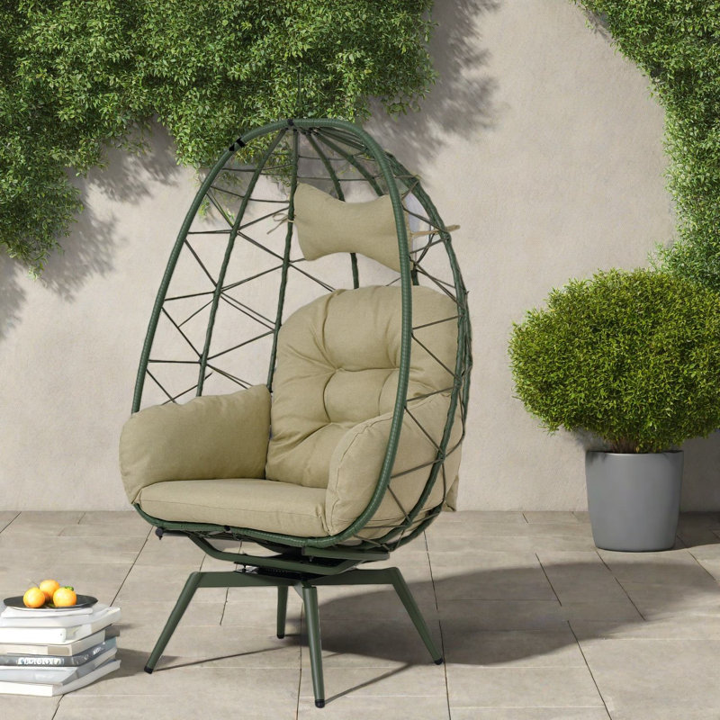 Chaises longues pivotantes de patio, chaise en rotin moderne en acier pour la maison