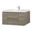 Armoire de salle de bain flottante murale moderne entièrement assemblée de 48 po avec lavabo à surface solide et tiroirs à fermeture en douceur avec lavabo