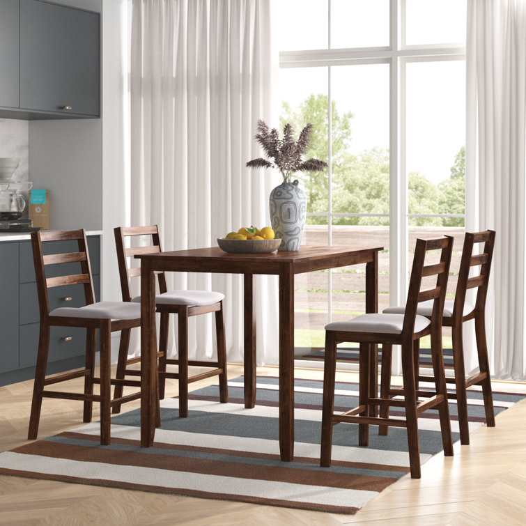 Alna 5 - Piece Counter Height Rubberwood Solid Wood Dining Set