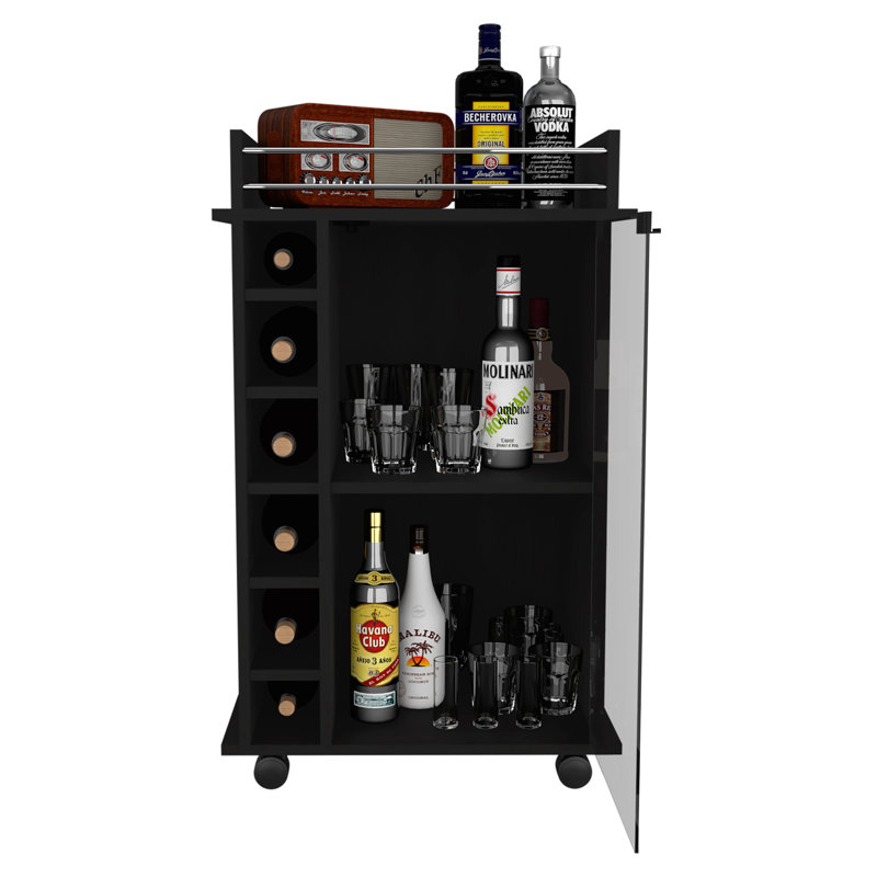 Albaladejo Wood Bar Cart, Black