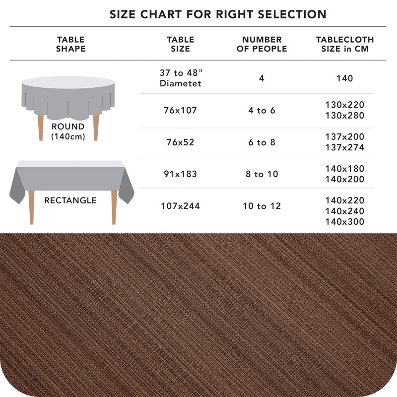 Rectangle Faux Linen Wipable Home Decorative Water Resistant Tablecloths, Brown, 140cm W x 200cm L