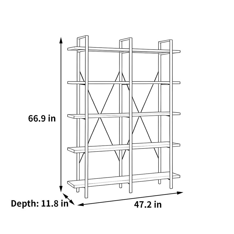 Une bibliothèque simple et de haute qualité, (5 tablettes) H 66,9 po x l 47,2 po x P 11,8 po