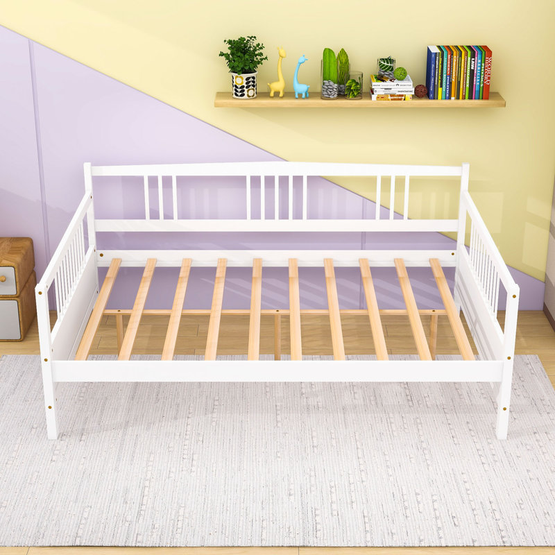 Full Size Wooden Daybed with Slats, White