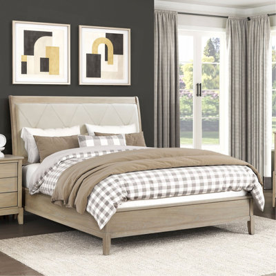 Mobilier de chambre à coucher classique de style campagnard avec tête de lit tapissier beige