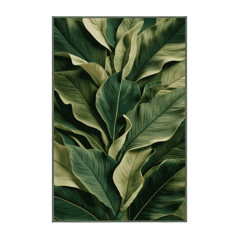 Tapis vert botanique lavable à la machine, Rectangle 2 pi x 3 pi