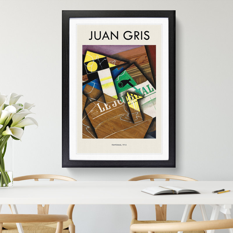Fantomas by Juan Gris - Single Picture Frame Print, Black Framed, 48cm H x 36cm W x 2cm D