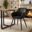 Ensemble de salle à manger rectangulaire moderne 79 po avec table en grain de bois et 8 fauteuils rembourrés en similicuir-130066583