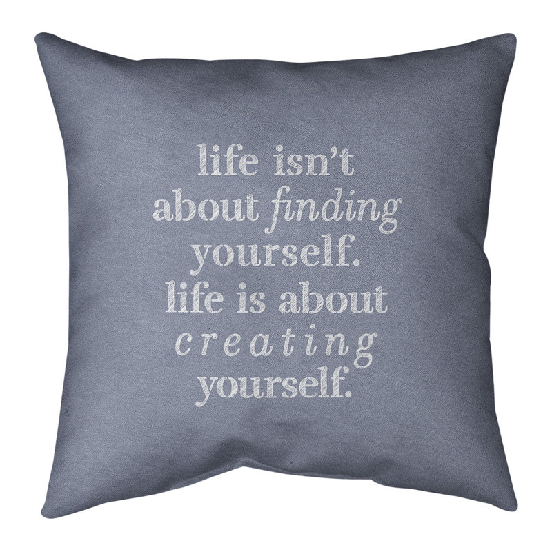 Coussin Handwritten, 18 po x 18 po, Bleu / Blanc, Housse de coussin seulement - sans coussin
