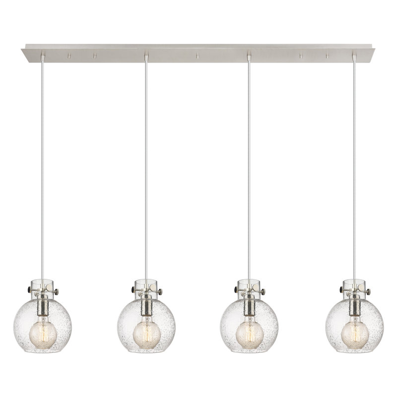 Luminaire suspendu sphère 4 lumières Amrith, Grainé, Nickel poli