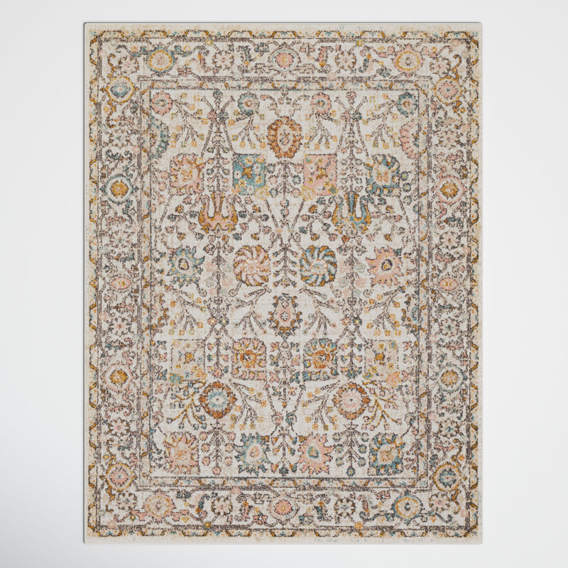 Oriental Teal/Brown Area Rug, Rectangle 7'10" x 10'3"