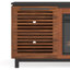 Meuble télé 86 po pour téléviseur de 100 po ou moins, assemblage minimal, noir avec finition bourbon