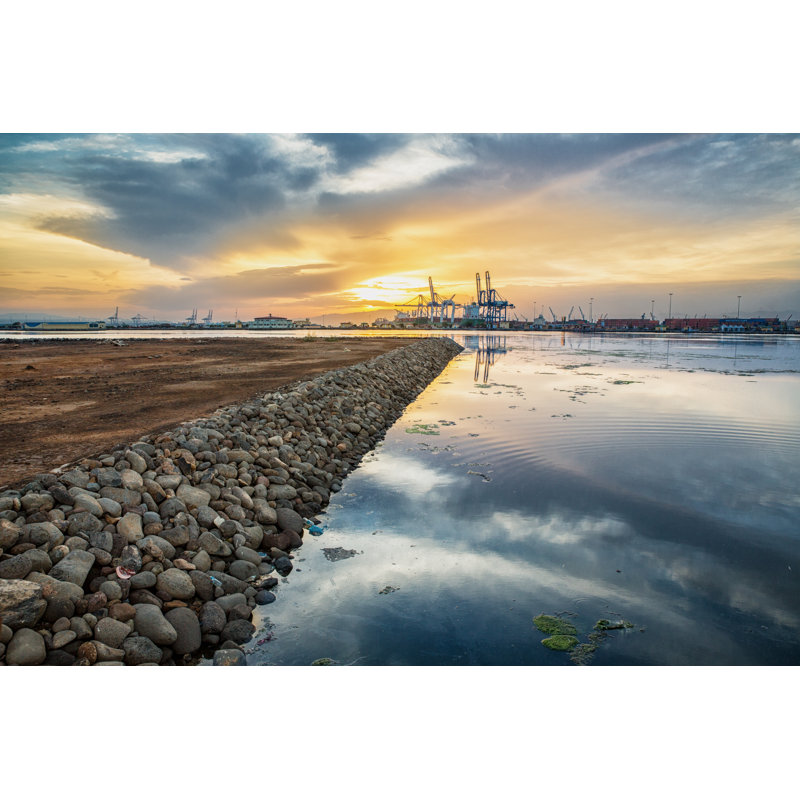 Rocky Shores Near The Djibouti Port At Dawn by Derejeb - Wrapped Canvas Print, 30cm H x 30cm W