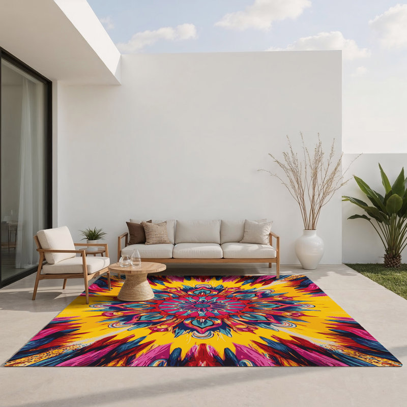 Tapis intérieur et extérieur couleur Cascade, Rectangle 5 pi x 7 pi