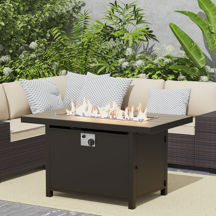 Aluminum & Iron Rectangular Propane Fire Pit Table With 55,000 Btu Output