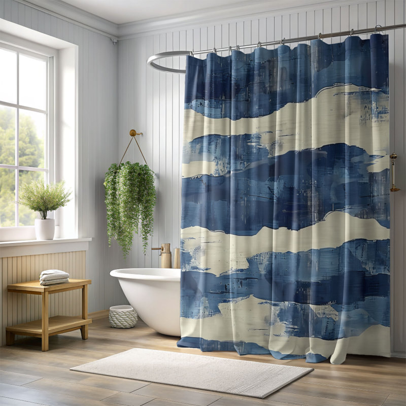 Blue Marks - Premium Shower Curtain, 74"H x 71"W