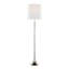 Lampe sur pied en métal en nickel poli et cristal K9 transparent avec abat-jour en lin blanc - ensemble de 2