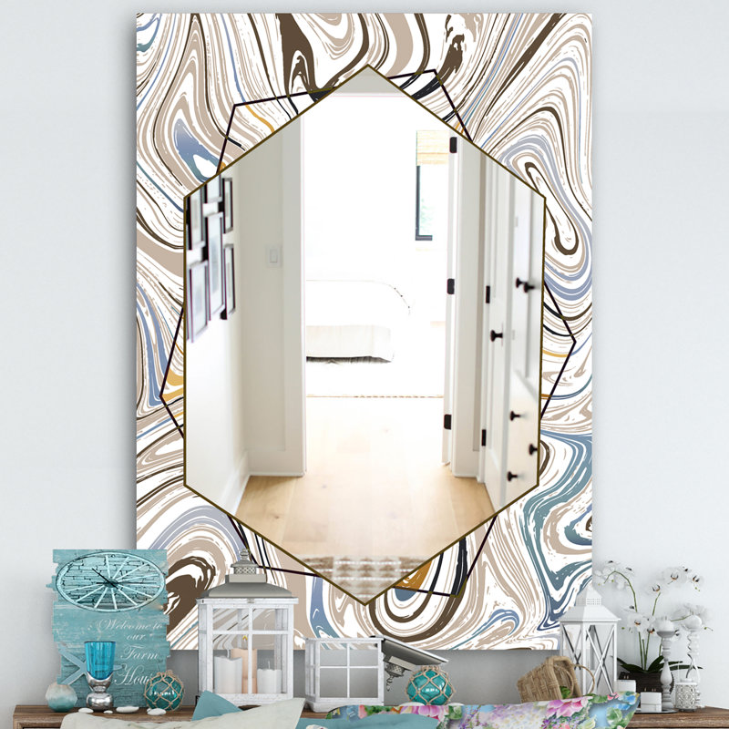 Miroir d'appoint Marbré, H 39,4 po x l 29,5 po, Blanc / brun / gris
