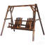Balancelle en bois avec support, balancelle de patio 2 places avec table centrale