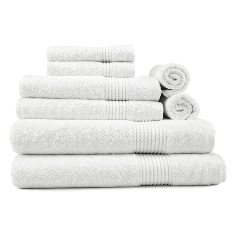 Ensemble de serviettes en coton turc 8 pièces Adlena, Blanc