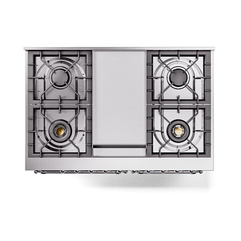 ILVE Nostalgie II Noblesse 40 in Dual Fuel Range, Burgundy/Chrome, Natural Gas