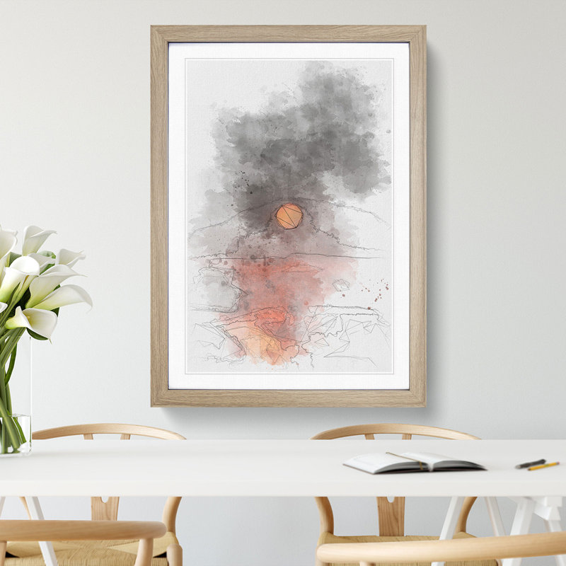 Sunset on Fire - Picture Frame Painting Print, 63cm H x 45cm W x 2cm D, Oak Framed