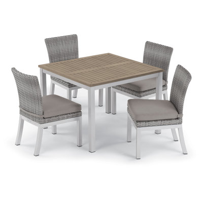 Travira And Argento Square 4 - Person 39" Powder Coated Aluminum Outdoor Dining Set with Cushions