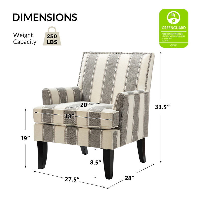 Fauteuil Aguilar, Sergé gris à rayures