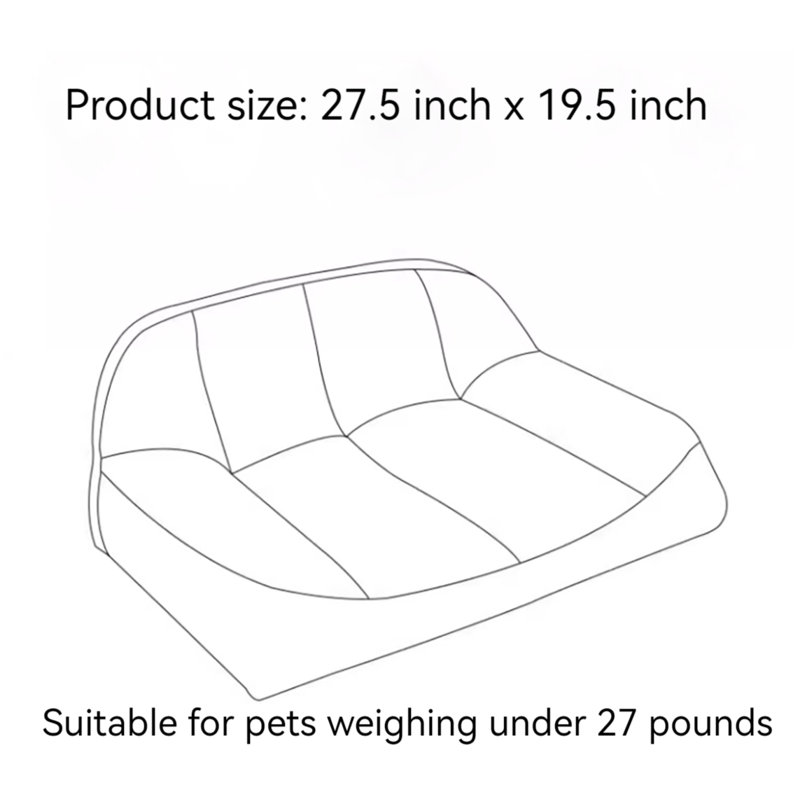 Pet Sofa, H 7,8 po x l 27,5 po x P 19,5 po