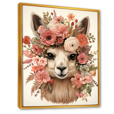 «Flower Crown Llama Wonder II», art mural lama