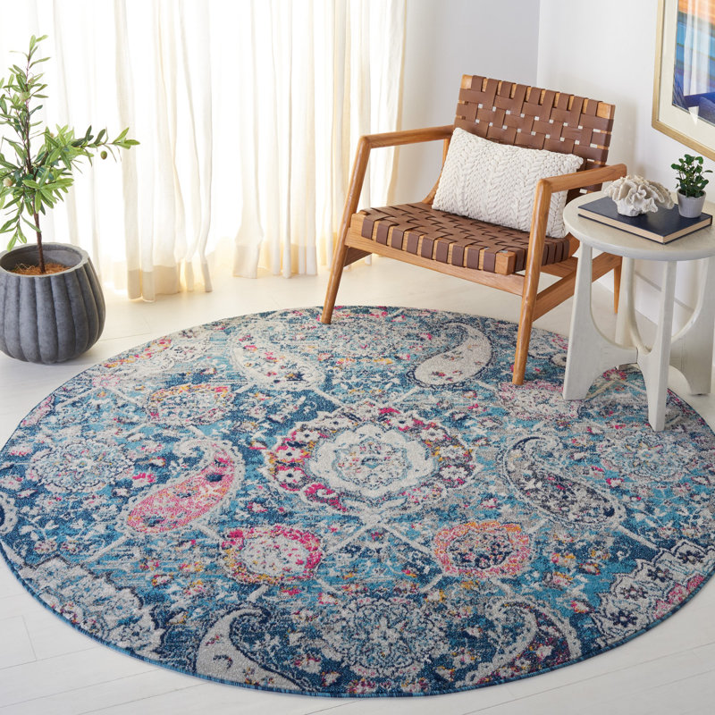 Tapis à motif cachemire Madison Performance, Rond 5 pi 3 po