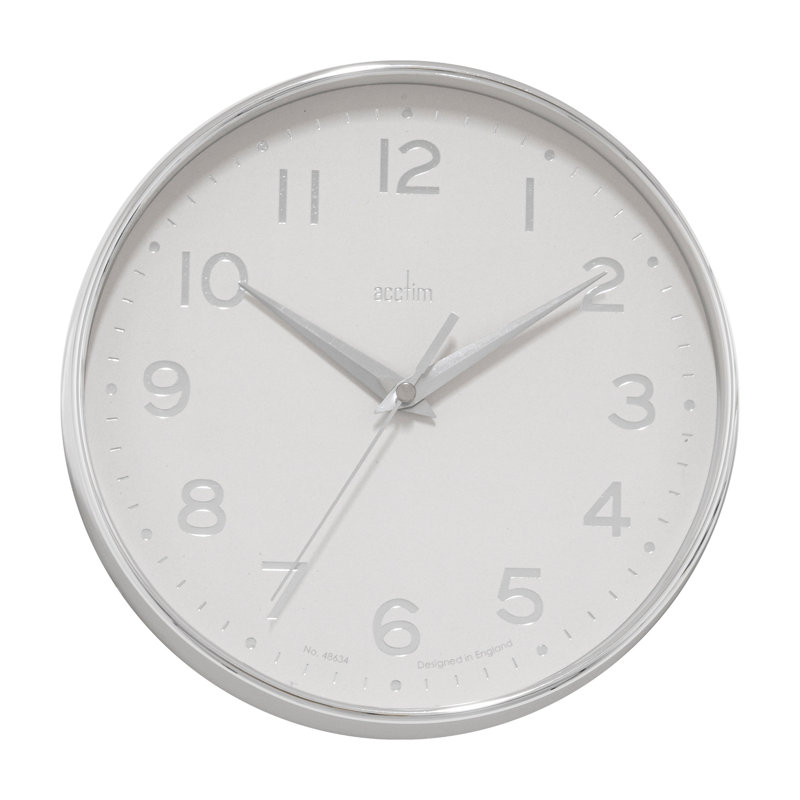 Acctim Small Wall Clock for Kitchen Living Room Bedroom 20cm, Chrome/White