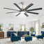 Ventilateur de plafond 66 pouces à profil bas en ABS avec lumières à intensité variable et moteur à courant continu réversible silencieux à 6 vitesses pour l'intérieur