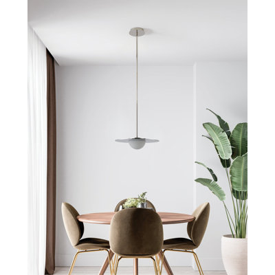 Faron 16-inch Polished Nickel 5CCT LED Convertible Pendant with Opal Ribbed Glass Shade