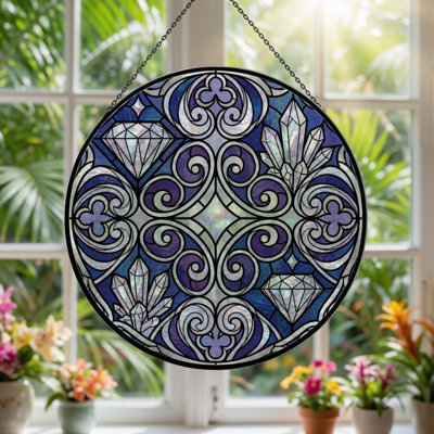 7.8"H Crystal Swirl Stained Glass Window Panel