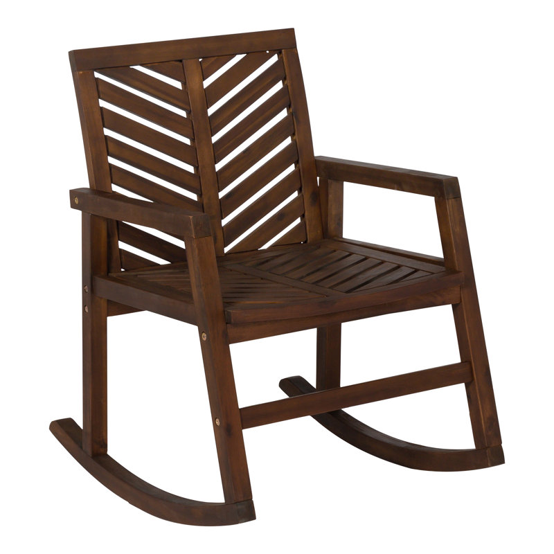 Chaise berçante d'extérieur en bois massif Harbison, Marron foncé