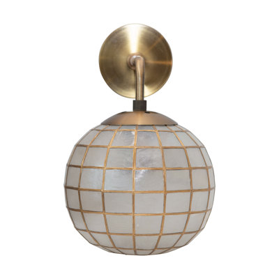 Capiz and Metal Wall Sconce with Detail Brass