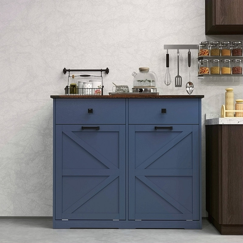 Armoire poubelle double inclinable Farmhouse Blue