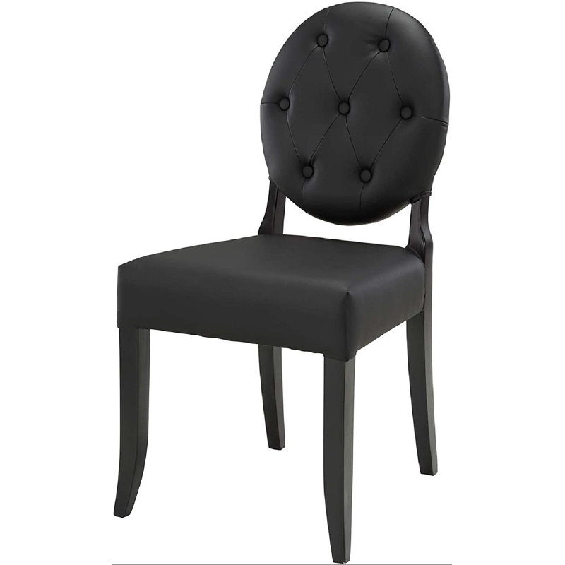 Chaise boutonnée en vinyle blanc, Noir