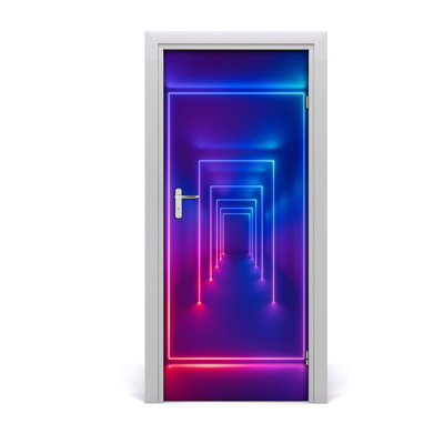 Blue Neon Door Decal