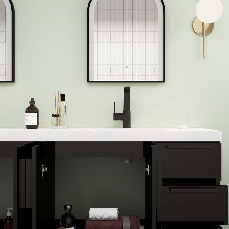 Carla Freestanding Bathroom Vanity with Double Sink, 71", Gloss Black