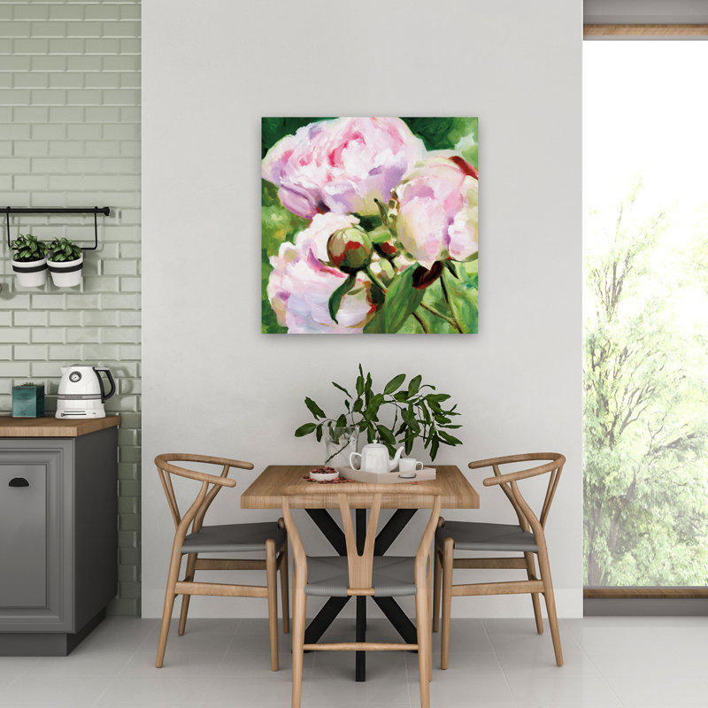 Art floral jardin de pivoines roses, H 32 po x l 32 po