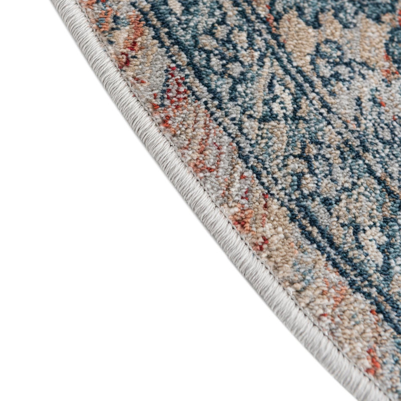 Tapis oriental rouge / bleu Alabama, Carré 10 pi 2 po